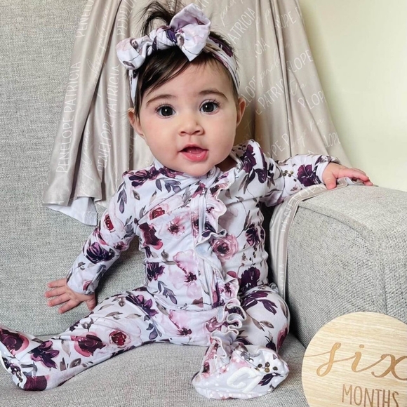 Caden Lane Other - Caden Lane DUSTY PURPLE FLORAL ZIPPER RUFFLE FOOTIE